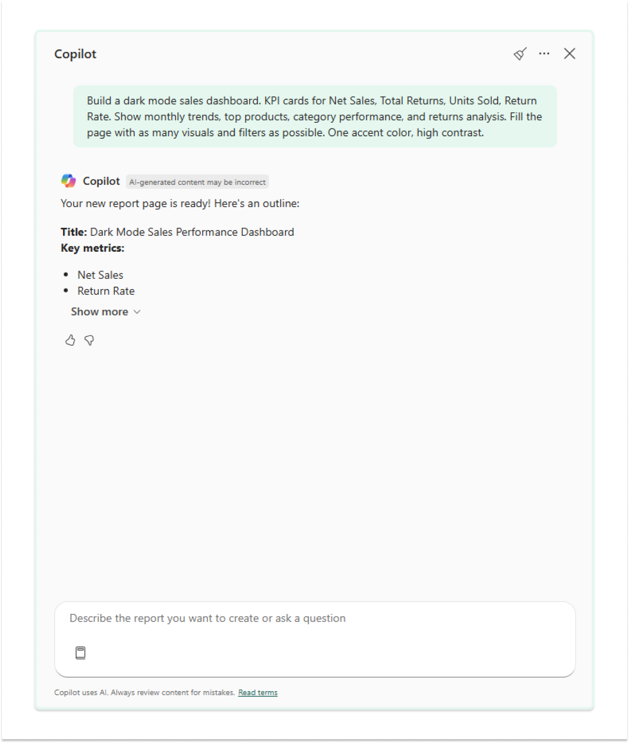  Microsoft Copilot BI Dashboard Wireframing-Prompting