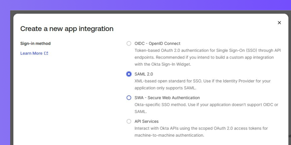 Choose SAML