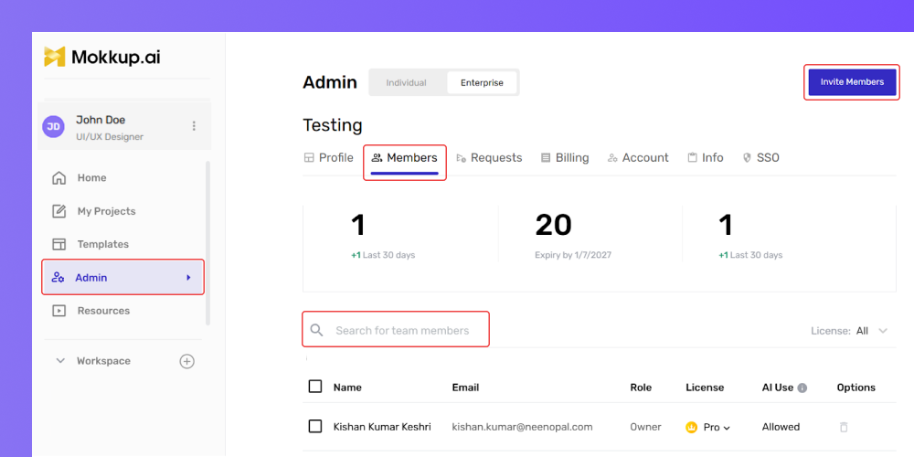 Manage Team Member with SSO