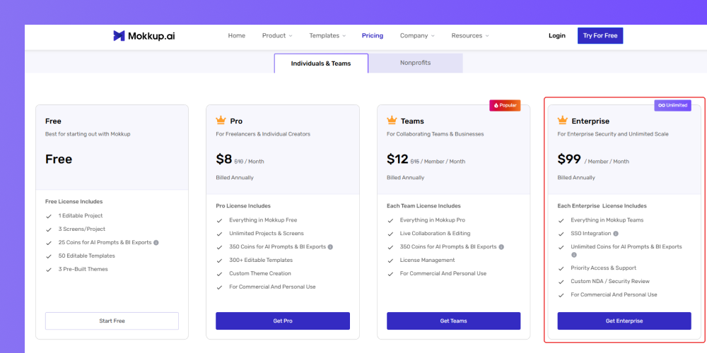 Mokkup Enterprise Plan