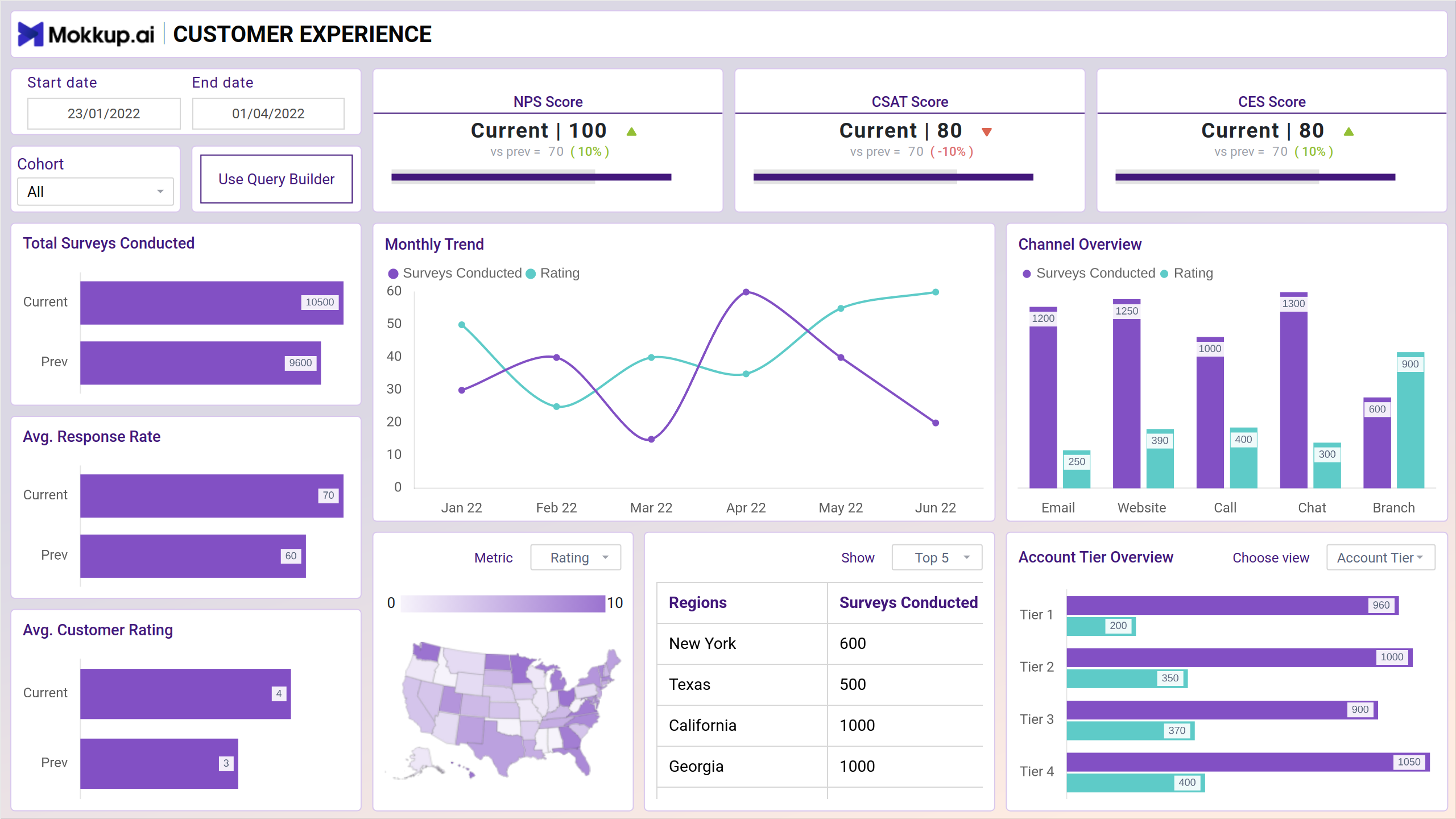 Screenshot of Customer Experience where dashboard is created