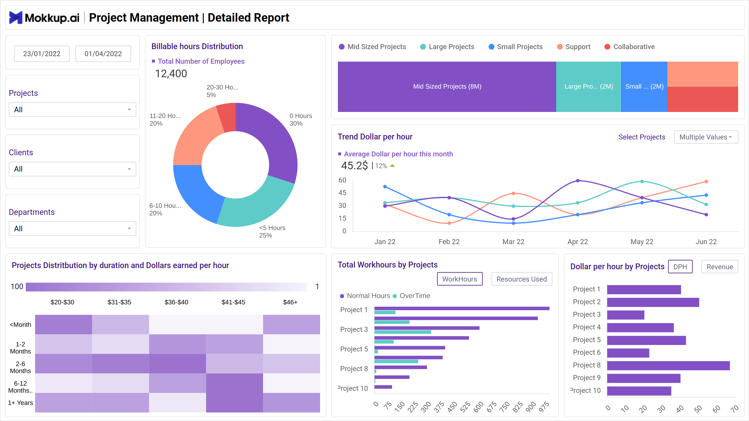 Screenshot of Project Management | Detailed Report where dashboard is created