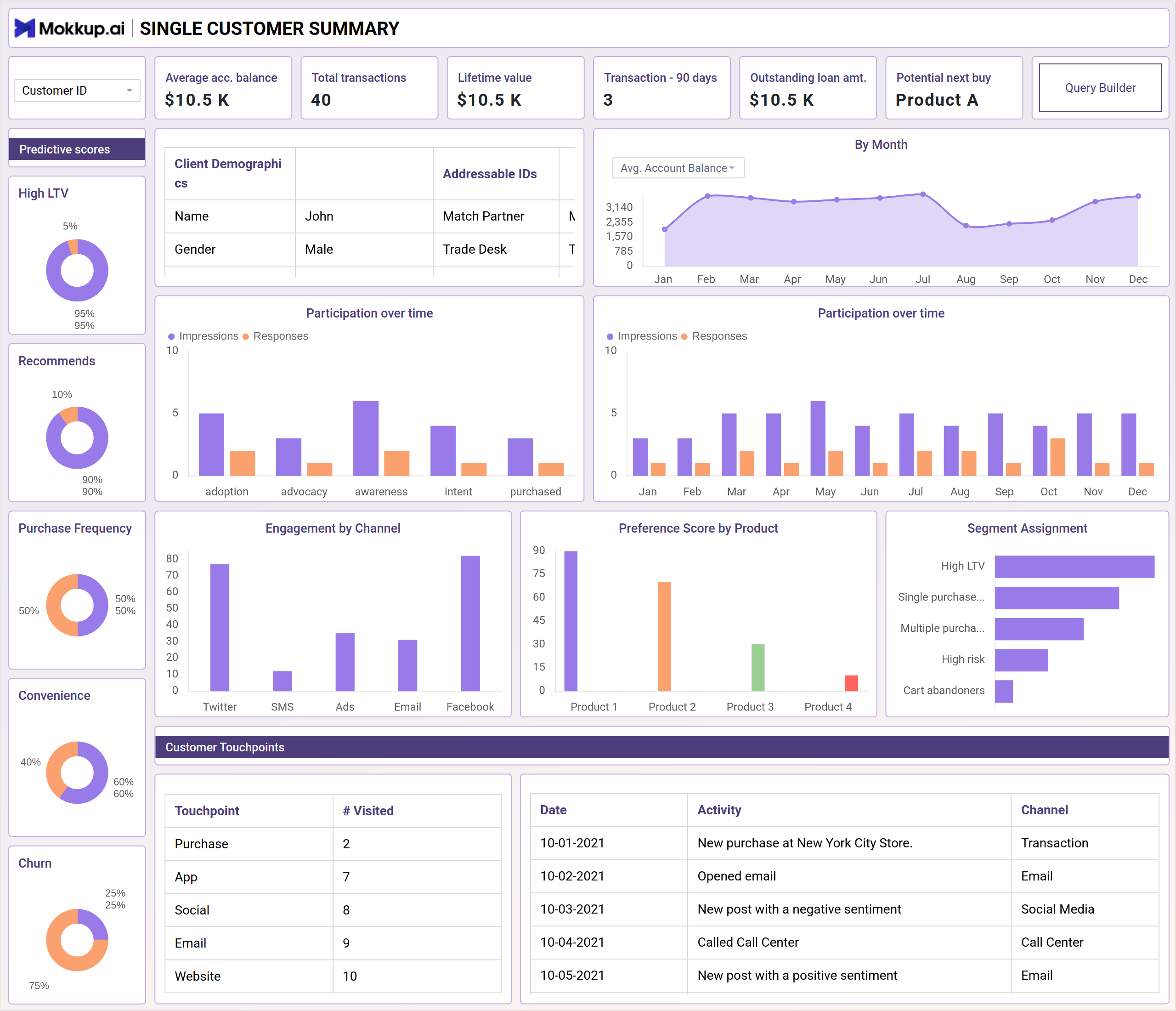 Screenshot of Customer Data Platform where dashboard is created