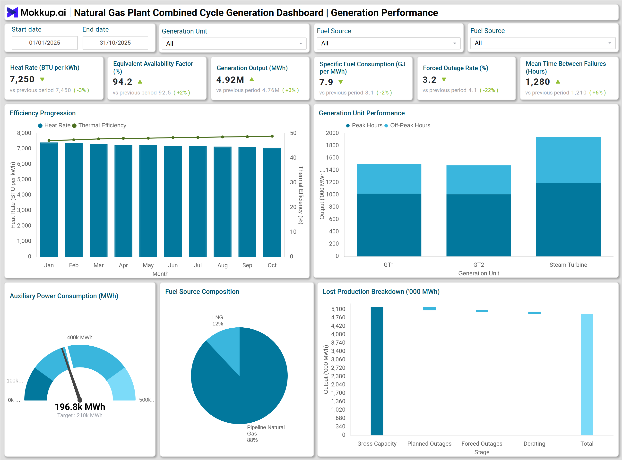 Screenshot of Natural Gas Plant Combined Cycle Generation Dashboard where dashboard is created