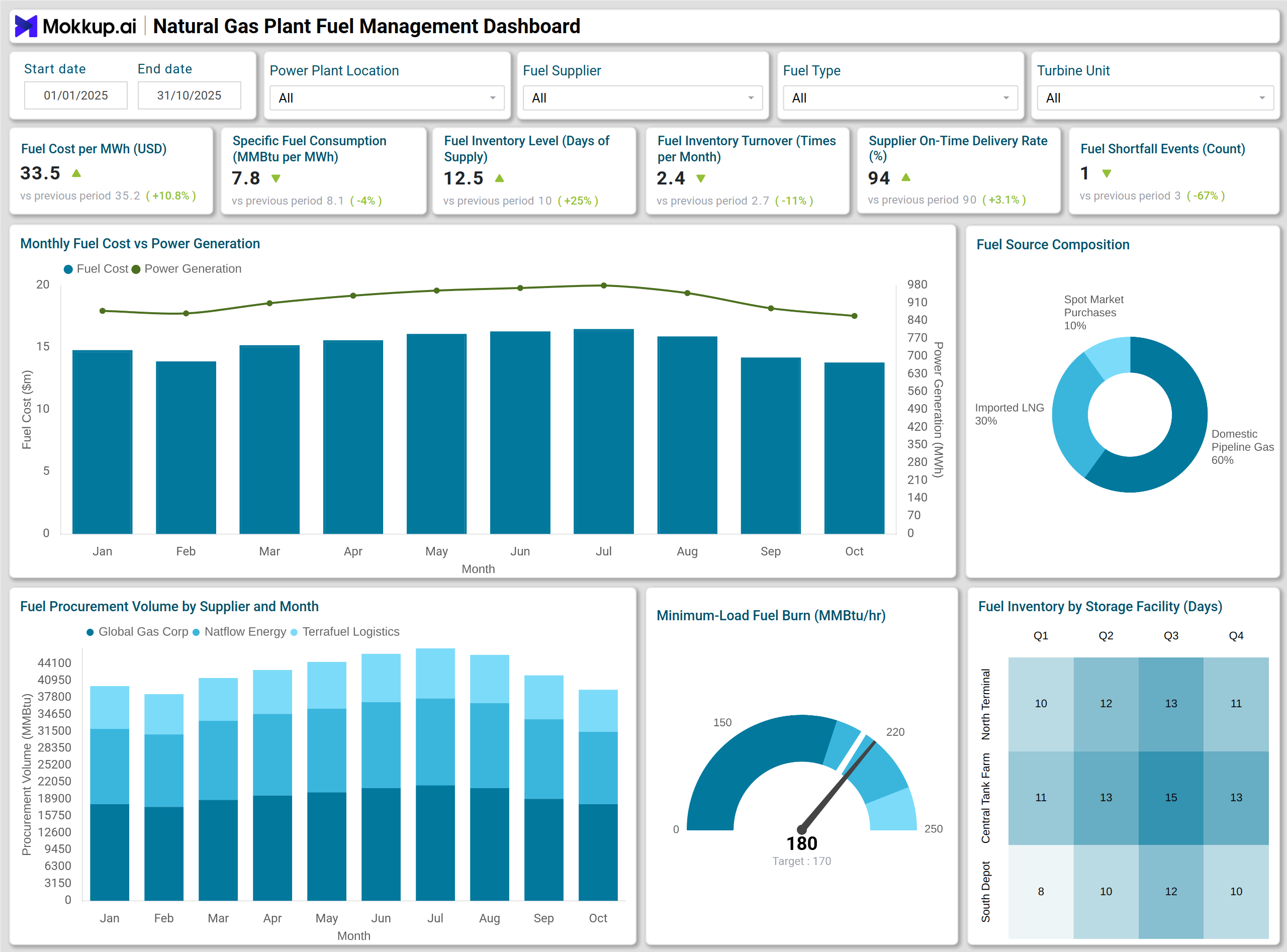 Screenshot of Natural Gas Plant Fuel Management Dashboard where dashboard is created