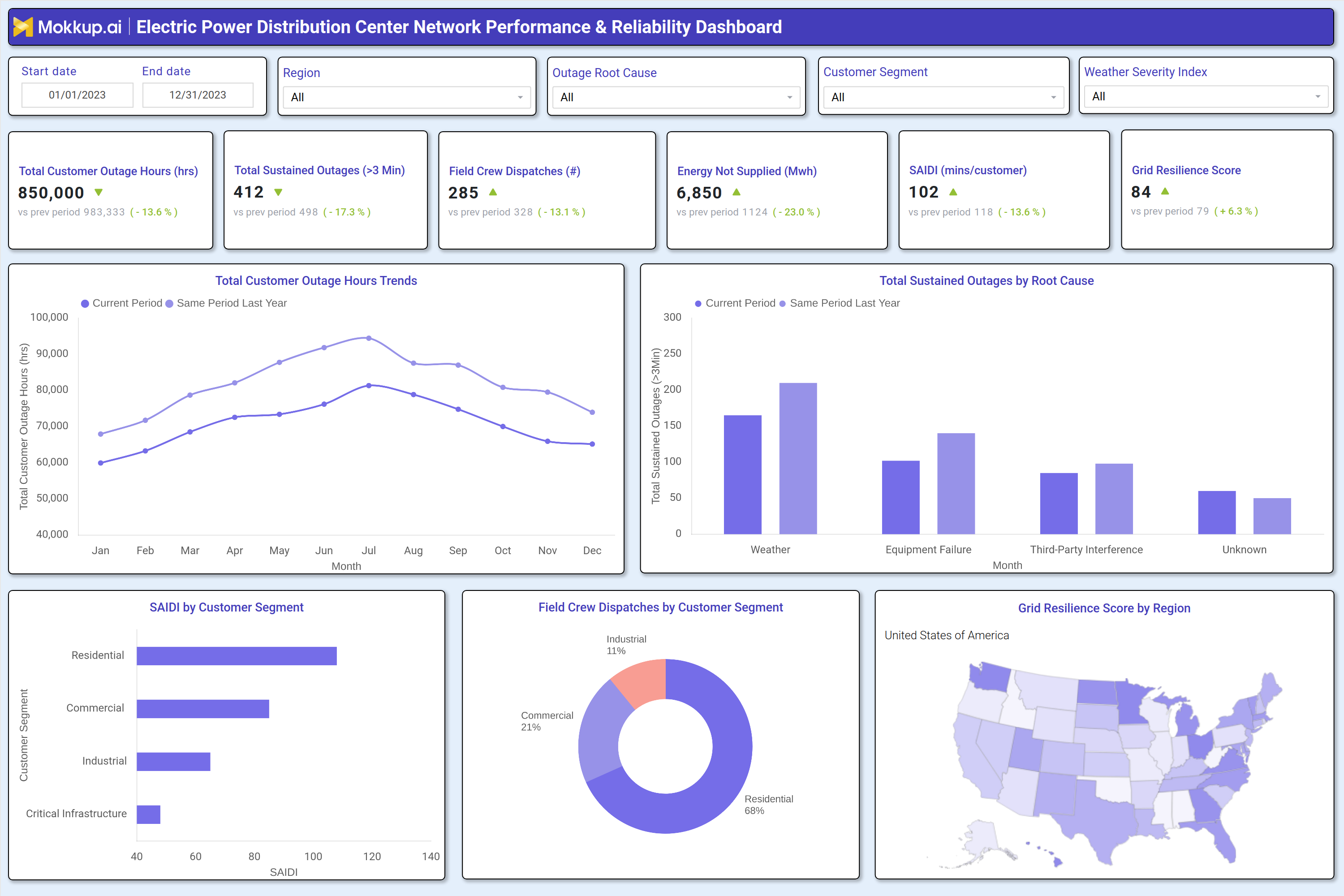 Screenshot of Electric Power Distribution Center Network Performance & Reliability Dashboard where dashboard is created