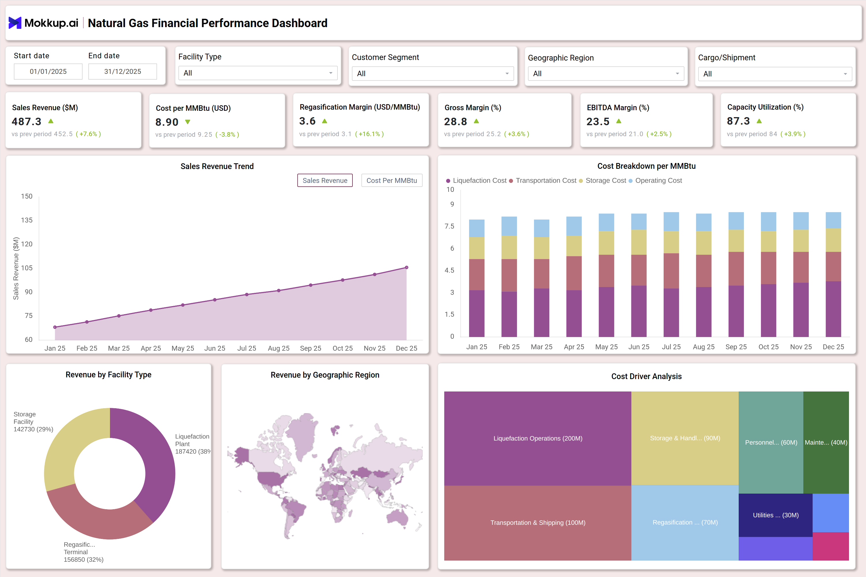 Screenshot of Natural Gas Financial Performance Dashboard where dashboard is created