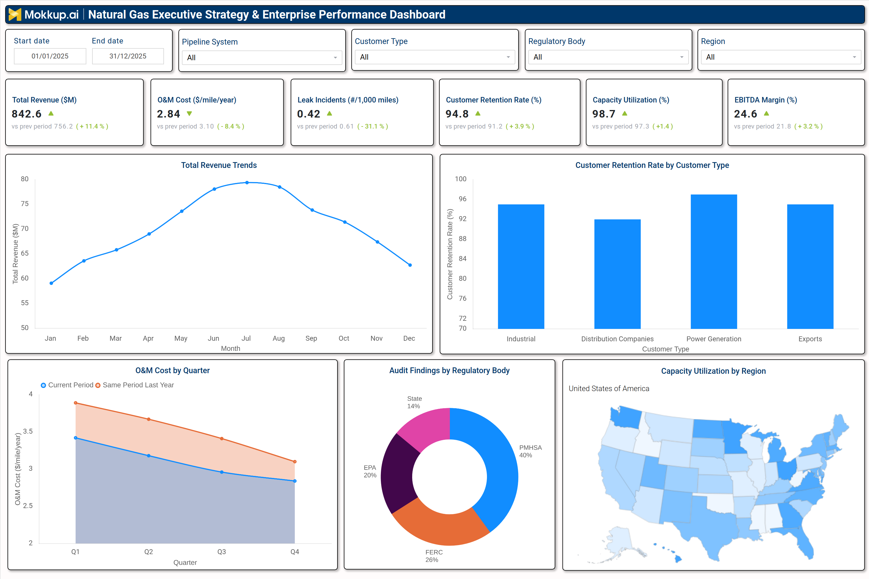 Screenshot of Natural Gas Executive Strategy & Enterprise Performance Dashboard where dashboard is created