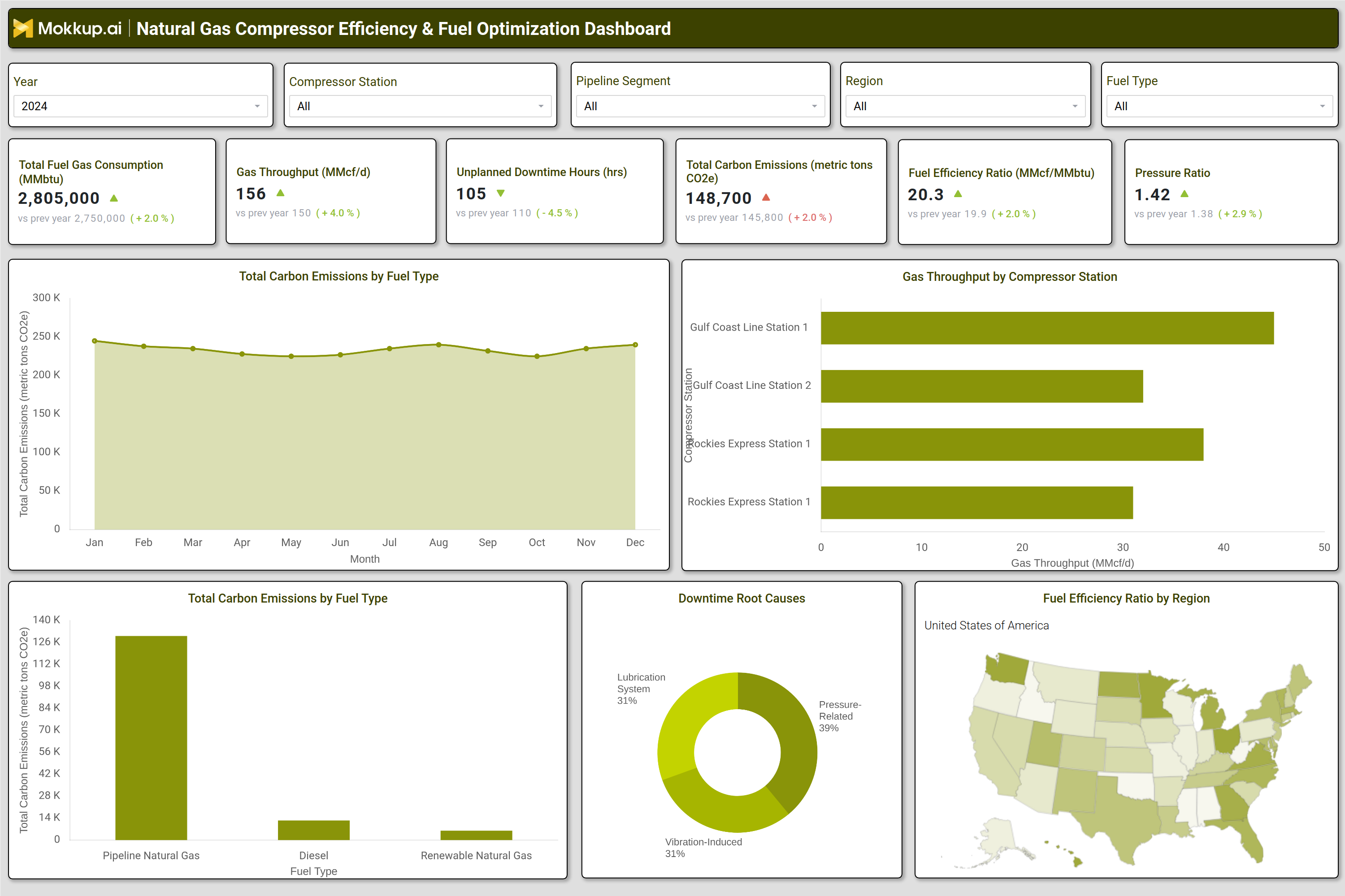 Screenshot of Natural Gas Compressor Efficiency & Fuel Optimization Dashboard where dashboard is created