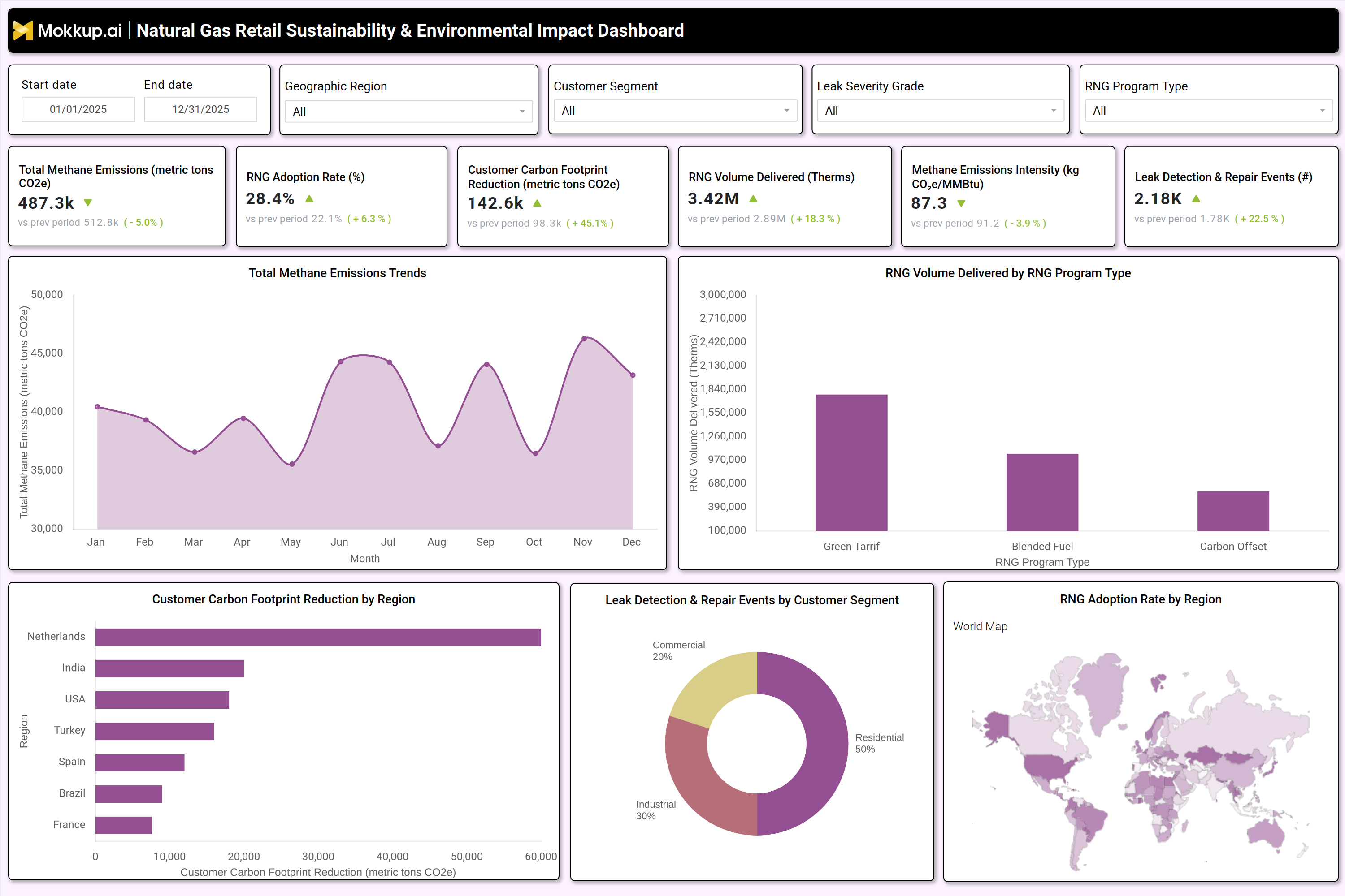 Screenshot of Natural Gas Retail Sustainability & Environmental Impact Dashboard where dashboard is created
