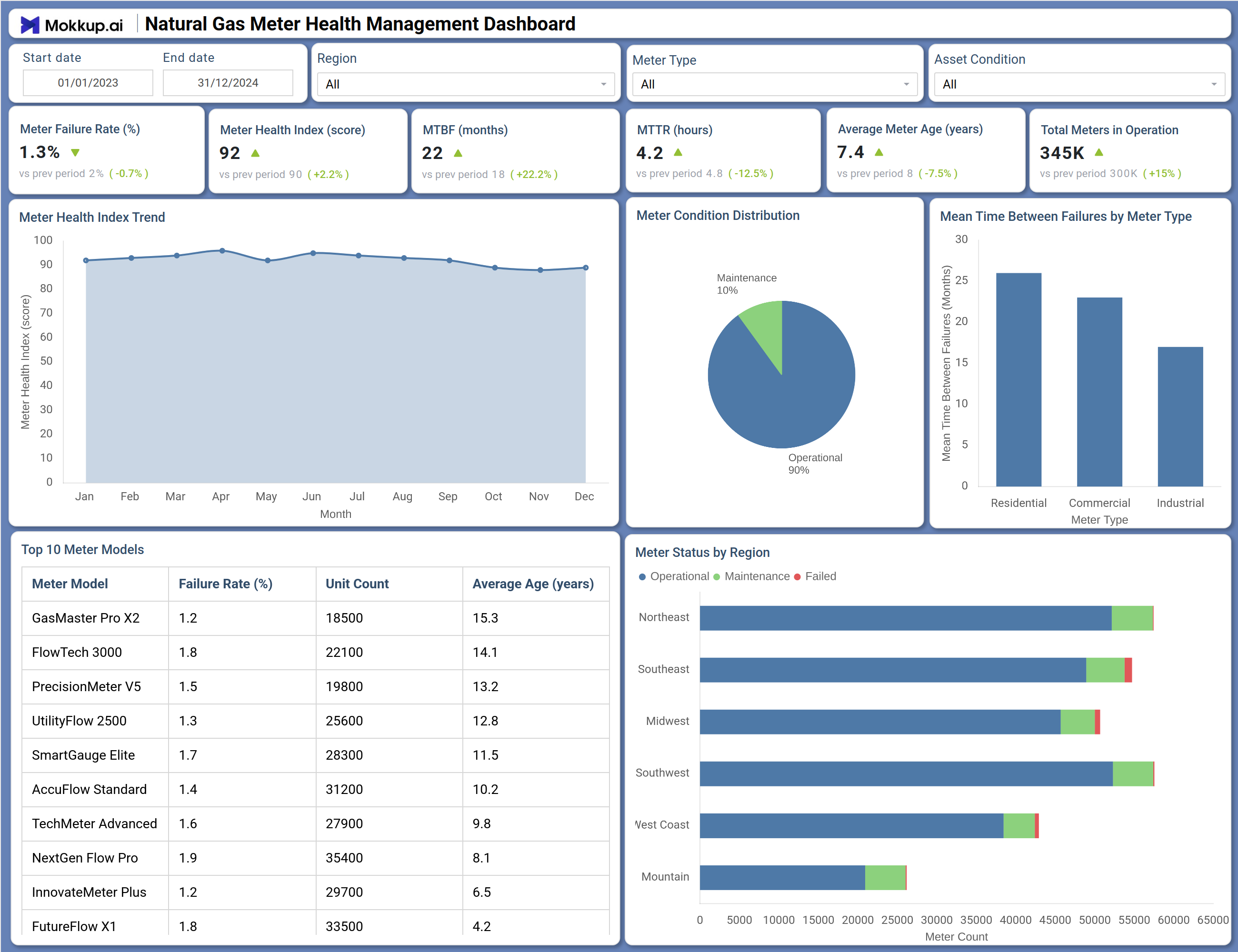 Screenshot of Natural Gas Meter Health Management Dashboard where dashboard is created