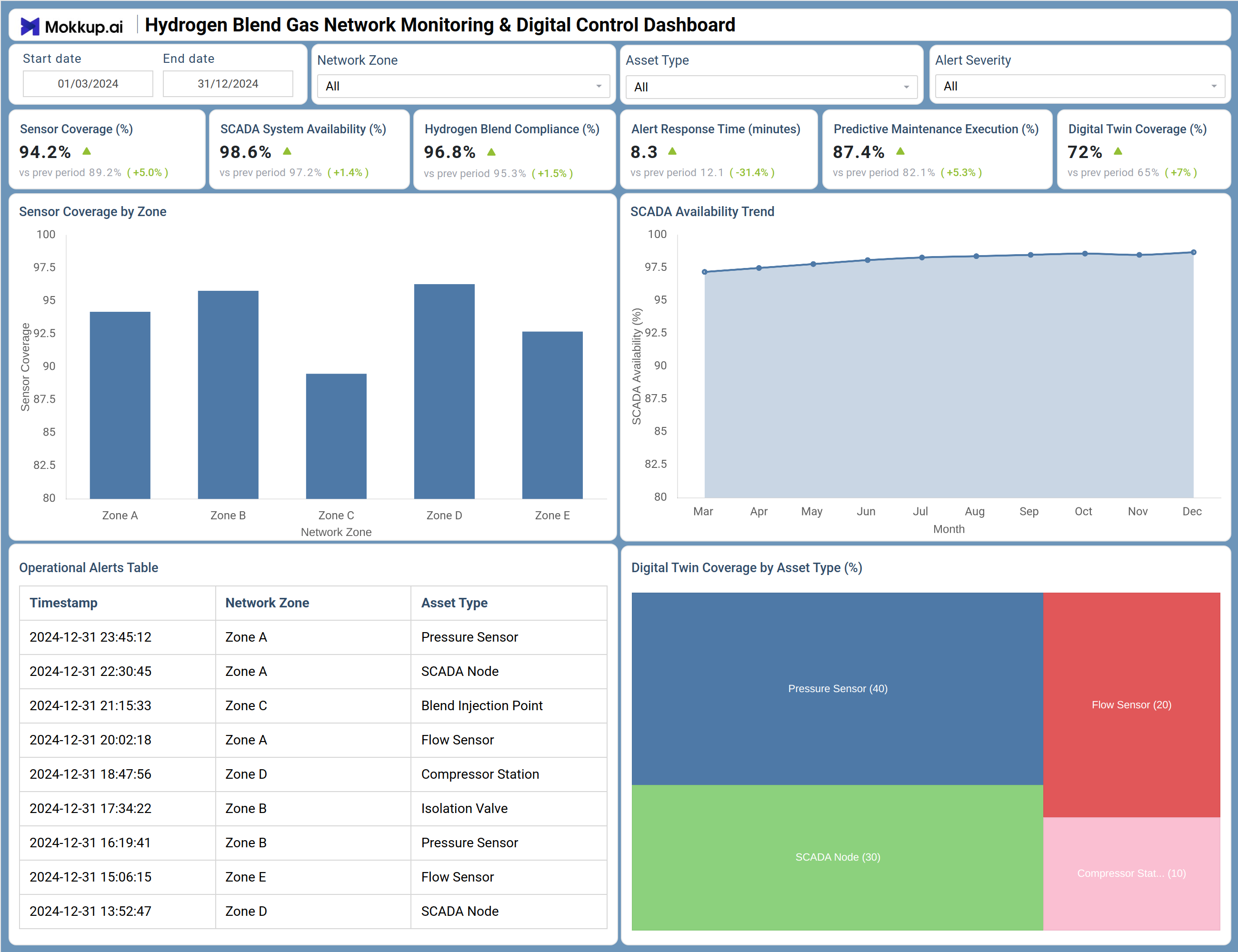 Screenshot of Hydrogen Blend Gas Network Monitoring & Digital Control Dashboard where dashboard is created