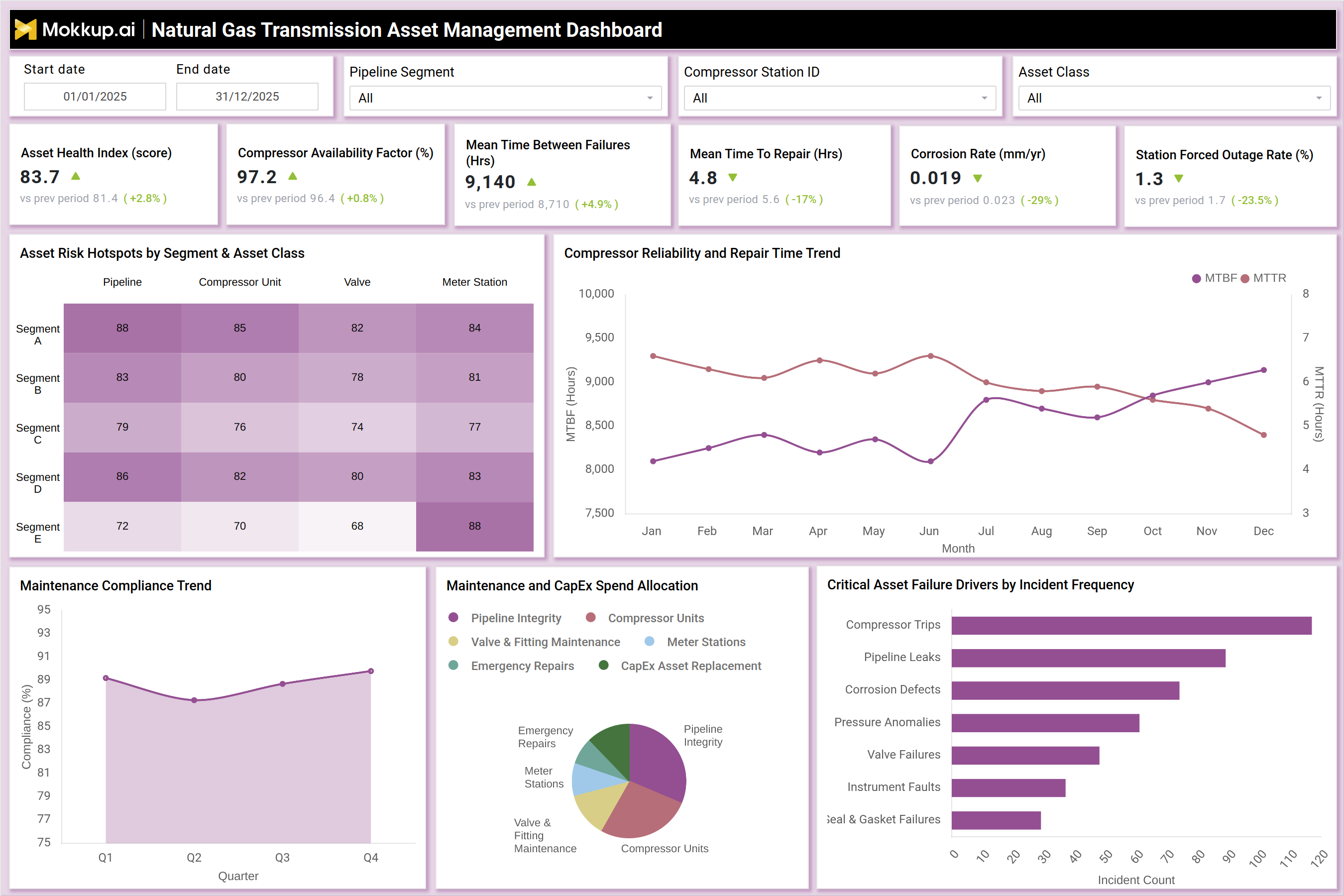 Screenshot of Natural Gas Transmission Asset Management Dashboard where dashboard is created