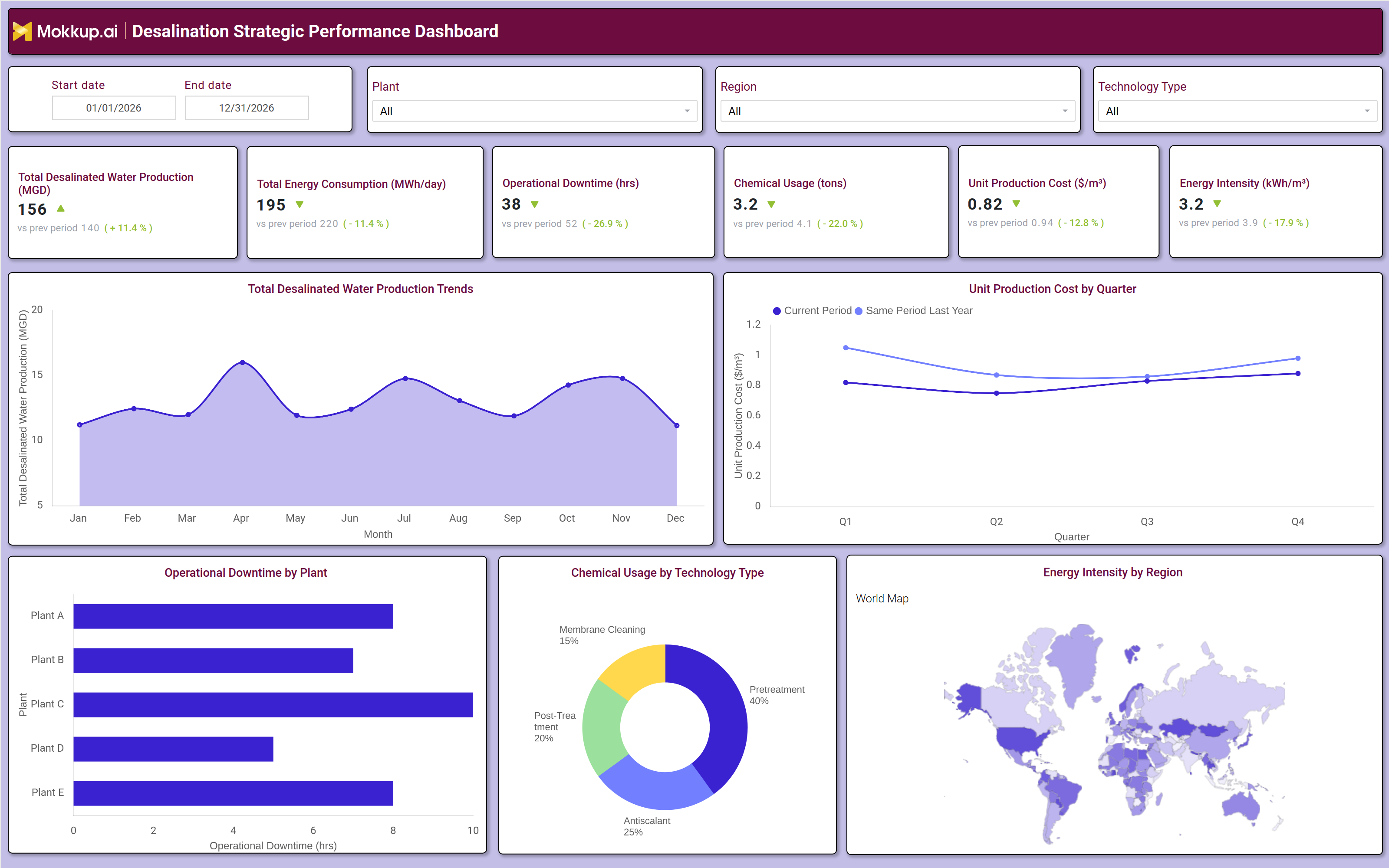 Screenshot of Desalination Strategic Performance Dashboard where dashboard is created