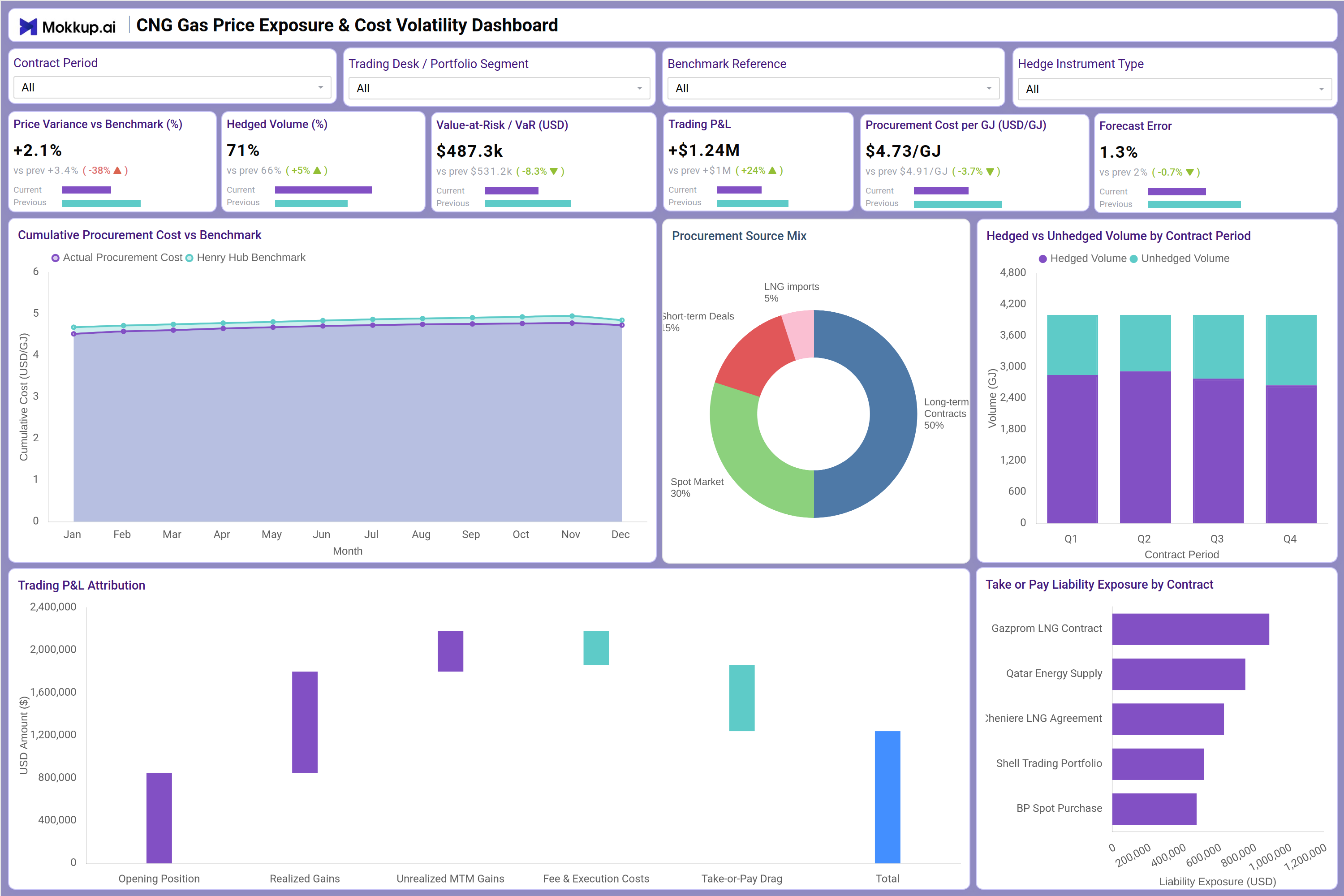 Screenshot of CNG Gas Price Exposure & Cost Volatility Dashboard where dashboard is created
