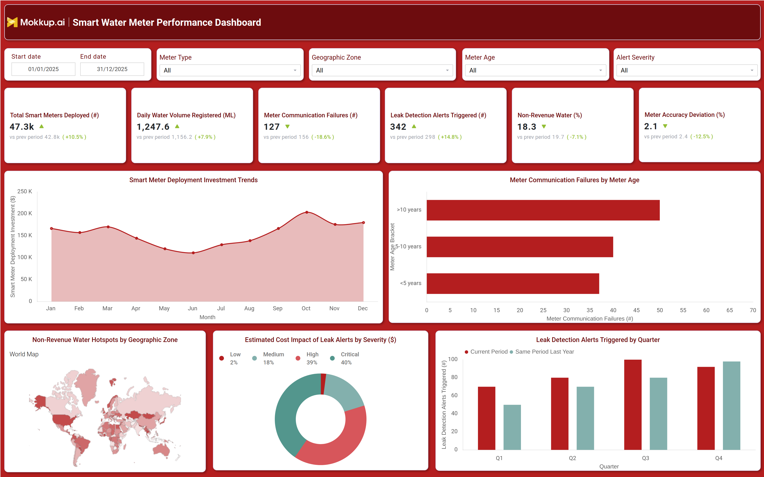 Screenshot of Smart Water Meter Performance Dashboard where dashboard is created